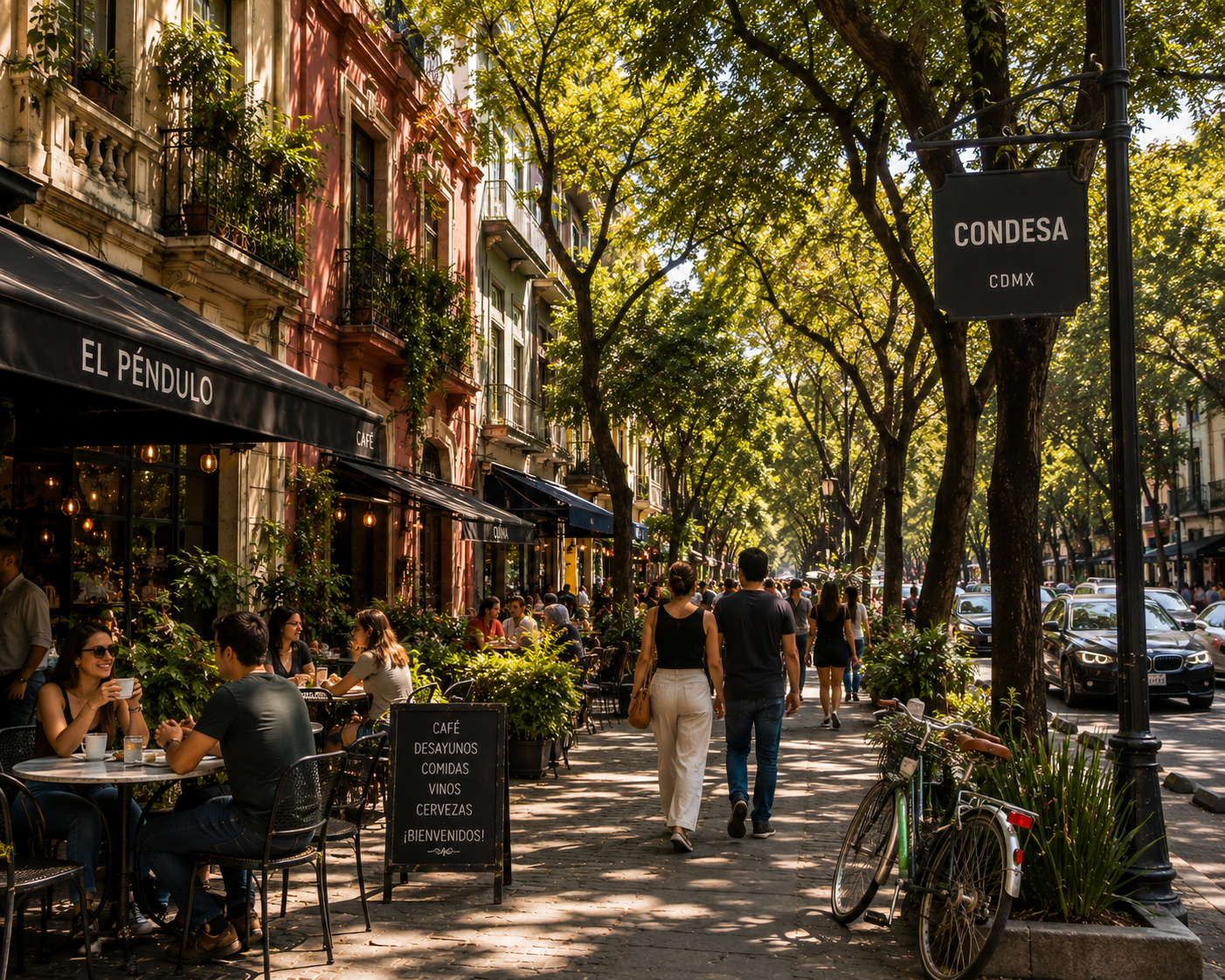 Mexico City travel guide 2026 Roma Norte Condesa neighborhood street café boulevard colorful