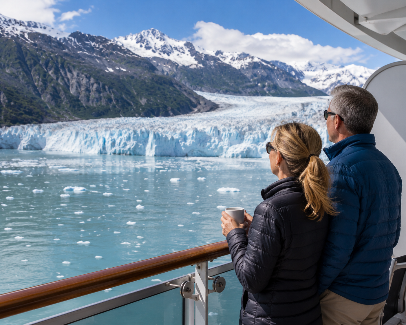 Alaska cruise 2026 couple balcony glacier view shore excursion kayak whale watching bucket list