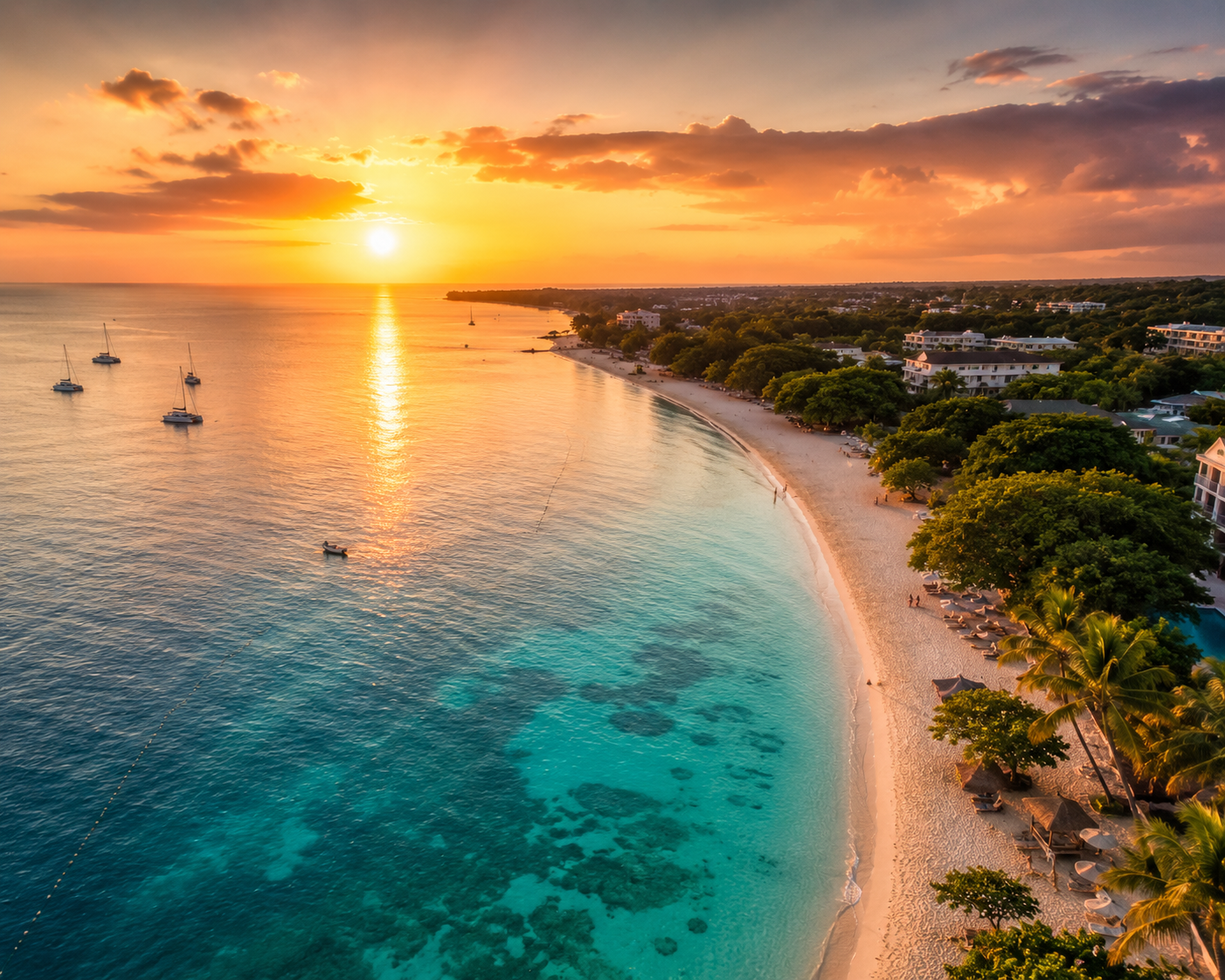 best all-inclusive resorts Jamaica 2026 Negril Seven Mile Beach sunset aerial luxury Caribbean