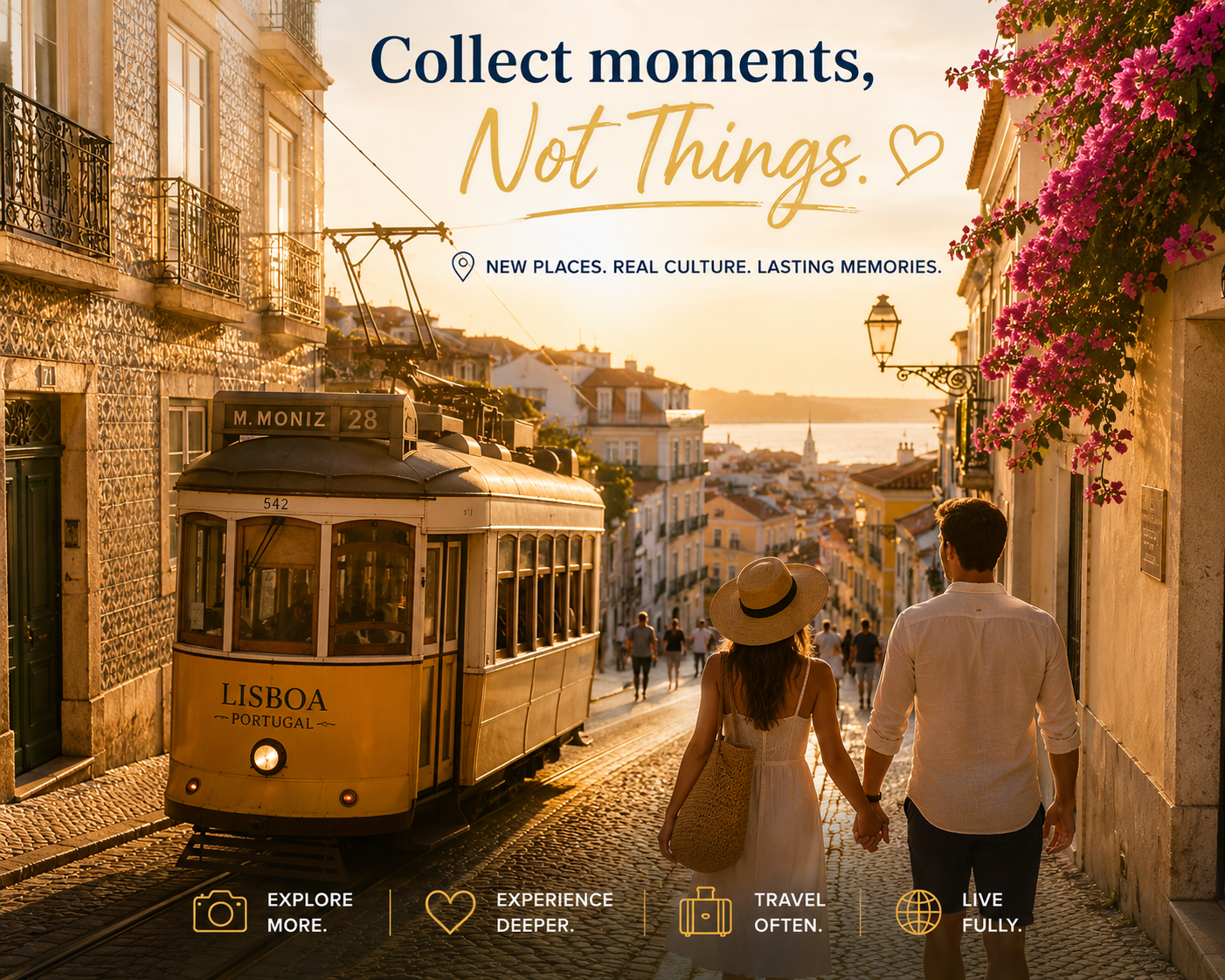 most searched travel destinations 2026 Europe Lisbon Portugal cobblestone street tram golden hour