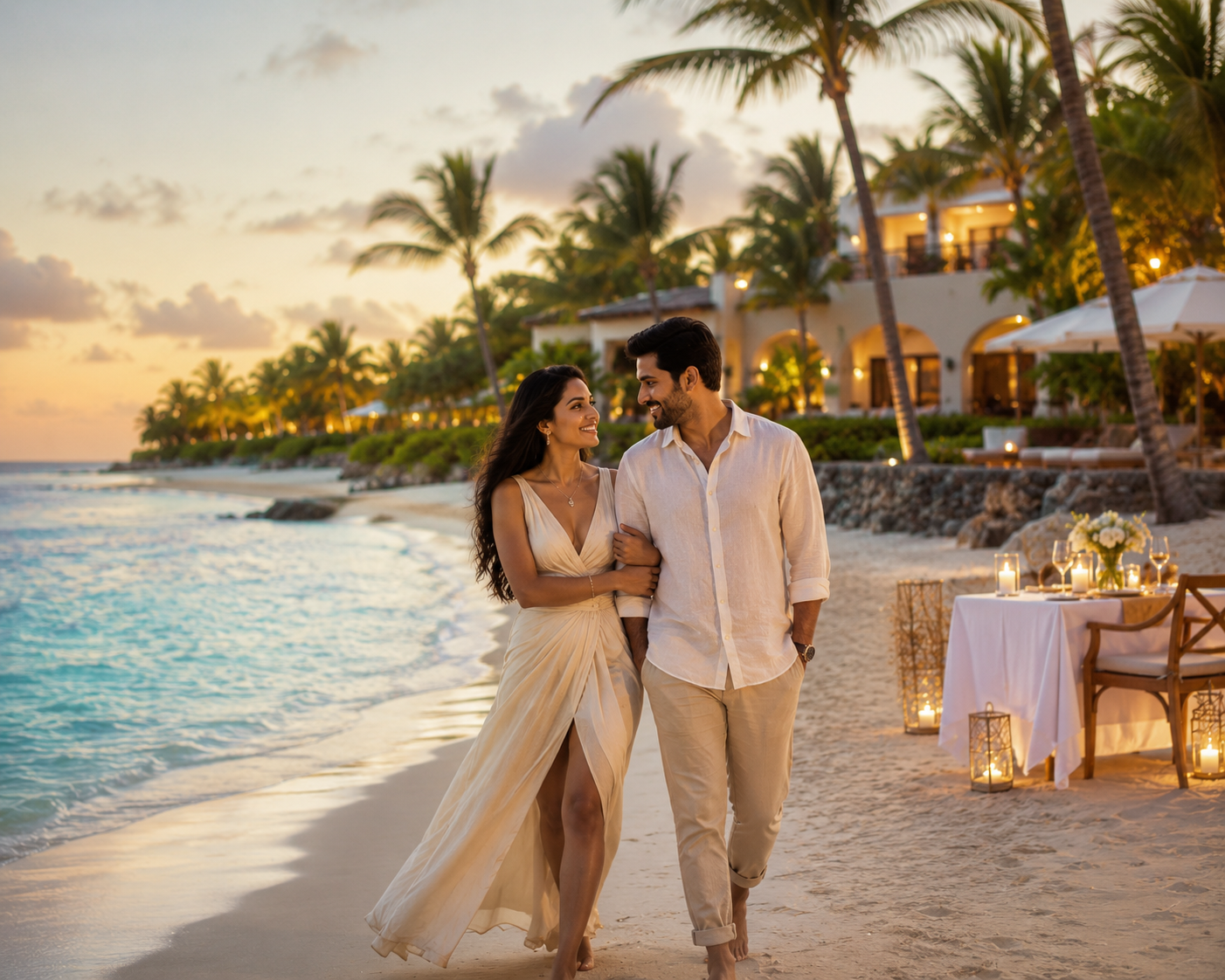 Sandals vs Secrets resort 2026 couple Caribbean beach luxury all-inclusive romance honeymoon