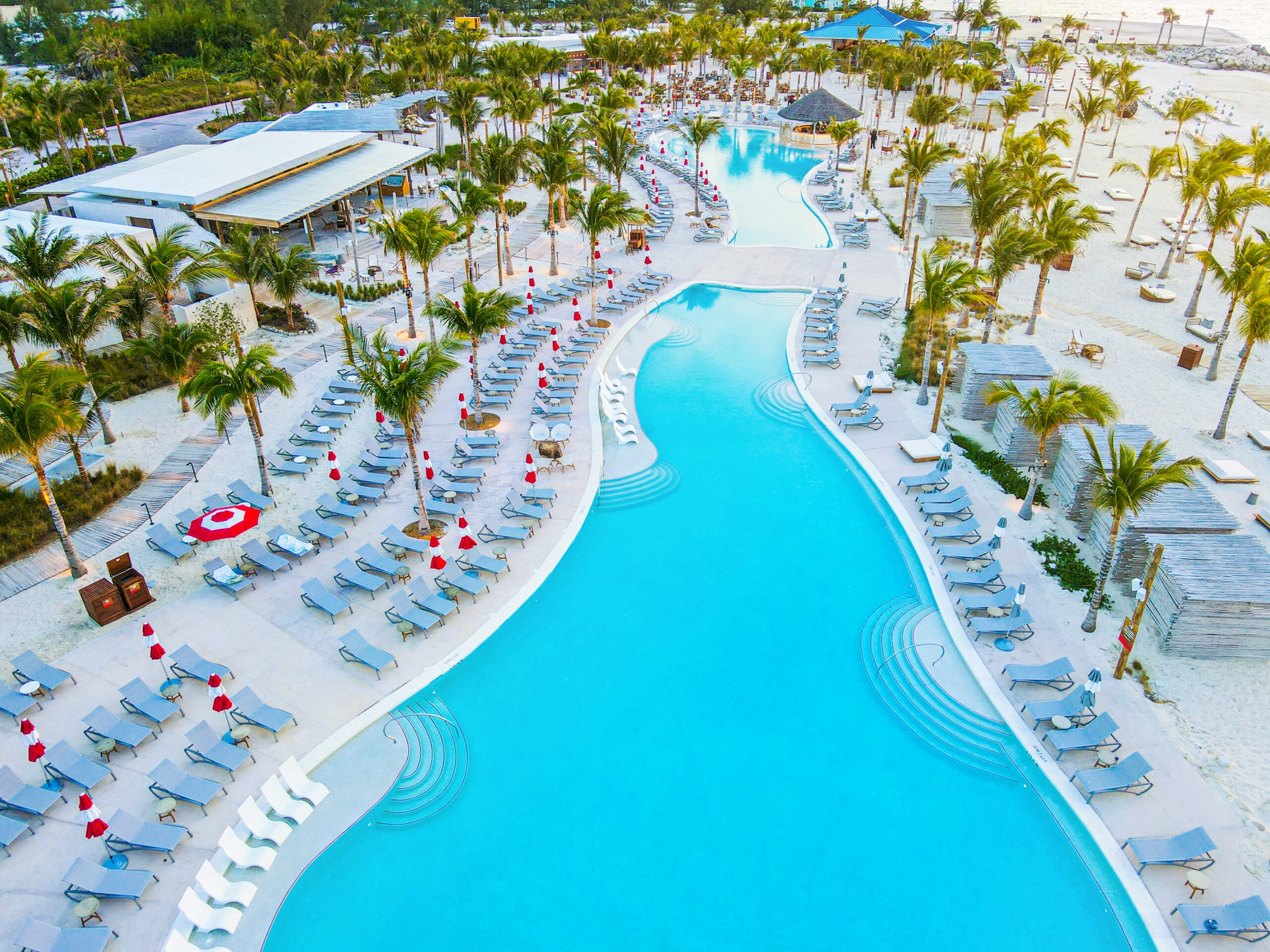 Virgin Voyages Bimini Beach Club aerial Georgia resident discount Caribbean Bahamas cruise destination 2026